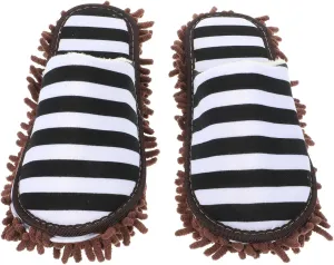 1 Pair Washable Sweeping Slippers Chenille Mop Shoes for Home Cleaning Reusable Dust Sweeping Shoes Skid and Durable Design for Tile and Vinyl Floors