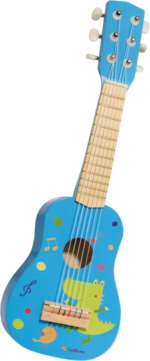 100003480 Musik Holzgitarre Tuneable Wooden Guitar with six Strings, with Cute Animal Motif, 54 cm Long, from Three Years, Blue