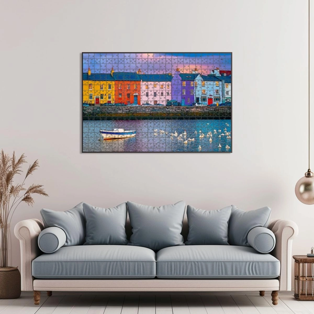 1000 Piece Jigsaw Puzzle Game, Colorful Across Galway Harbour Ireland Large Puzzle Artwork for Adults Teens Challenging Puzzle Game Nights Toy Gift