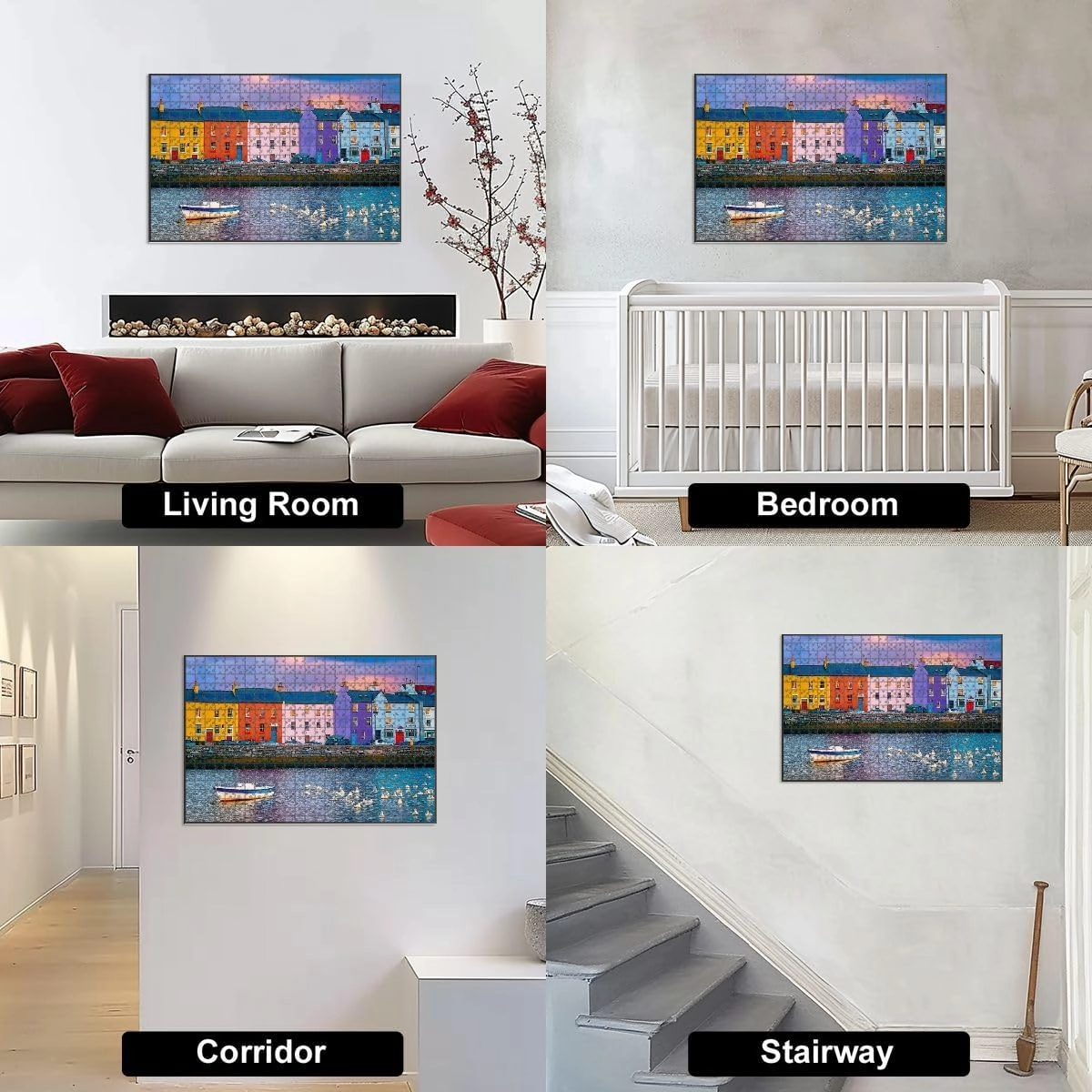 1000 Piece Jigsaw Puzzle Game, Colorful Across Galway Harbour Ireland Large Puzzle Artwork for Adults Teens Challenging Puzzle Game Nights Toy Gift