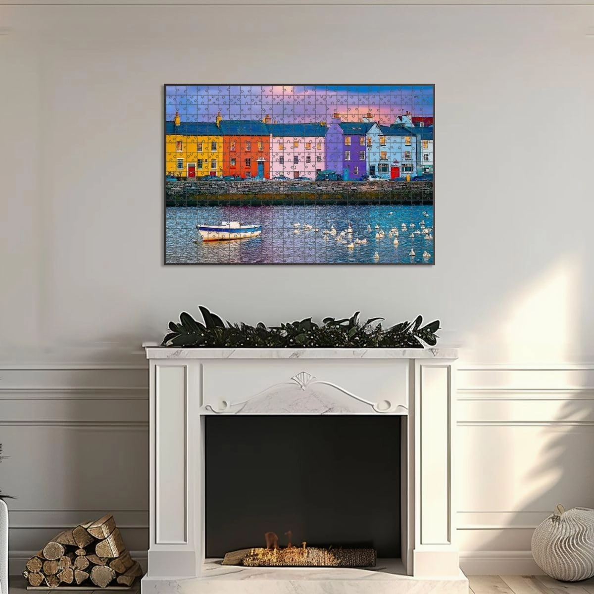 1000 Piece Jigsaw Puzzle Game, Colorful Across Galway Harbour Ireland Large Puzzle Artwork for Adults Teens Challenging Puzzle Game Nights Toy Gift