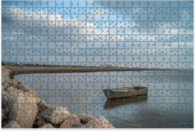 1000 Piece Jigsaw Puzzle Game, Colorful Boat Beach Barranquilla Cloudy Day Large Puzzle Artwork for Adults Teens Challenging Puzzle Game Nights Toy Gift