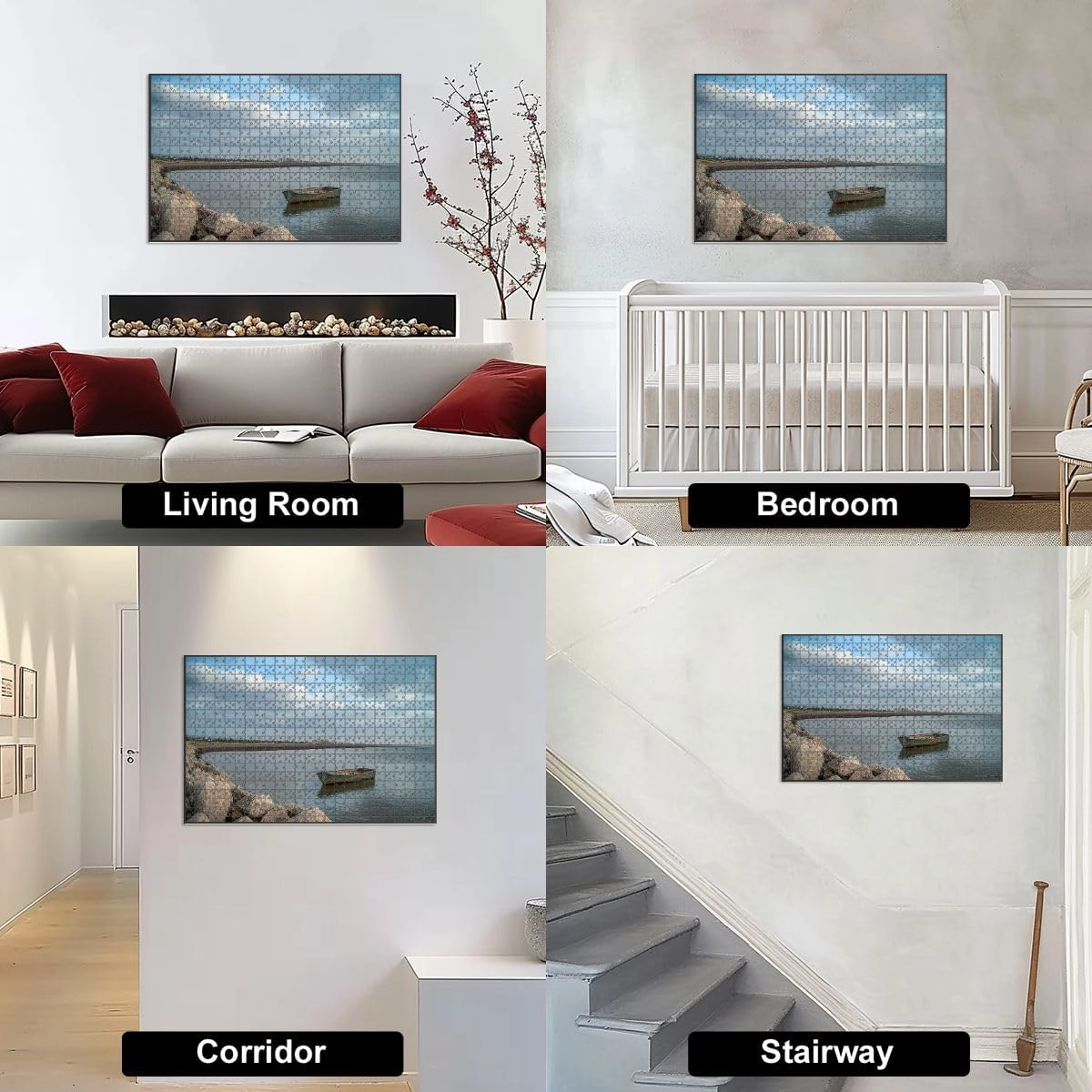1000 Piece Jigsaw Puzzle Game, Colorful Boat Beach Barranquilla Cloudy Day Large Puzzle Artwork for Adults Teens Challenging Puzzle Game Nights Toy Gift