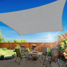 10'x13' Sun Shade Sail, UV Protection Outdoor Shade, Curved Tear Resistant Heavy Duty Sun Shade for Patio Garden, Backyard, Deck, Car Port, Playground, (Grey)