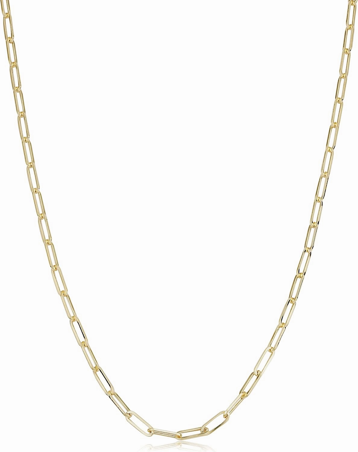 10k Yellow Gold 2.5 mm Paperclip Link Chain Necklace for Women (16, 18, 20, 24, 30 or 36 inch)