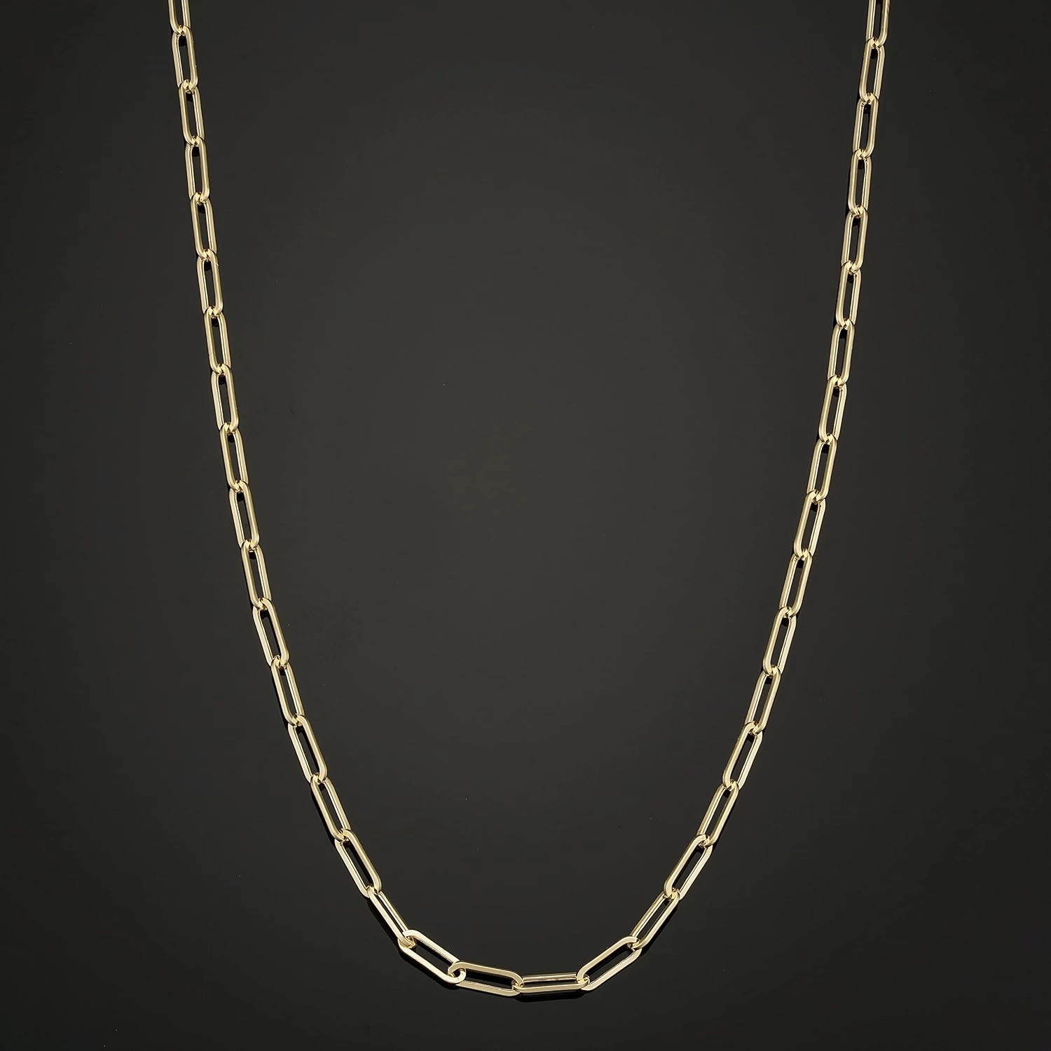 10k Yellow Gold 2.5 mm Paperclip Link Chain Necklace for Women (16, 18, 20, 24, 30 or 36 inch)