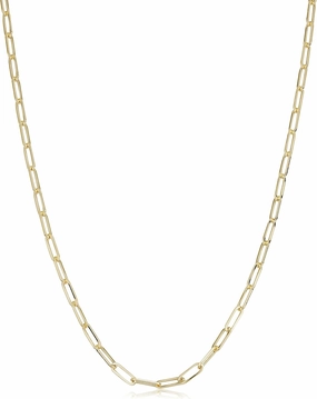 10k Yellow Gold 2.5 mm Paperclip Link Chain Necklace for Women (16, 18, 20, 24, 30 or 36 inch)