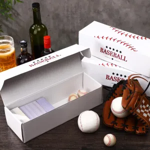 12 Pack Baseball Card Storage Boxes Bulk Baseball Party Favors White Ball Trading Card Organizer Cardboard Storage Box Sports Collecting Cases for Gaming Collectors Gifts Party Supplies