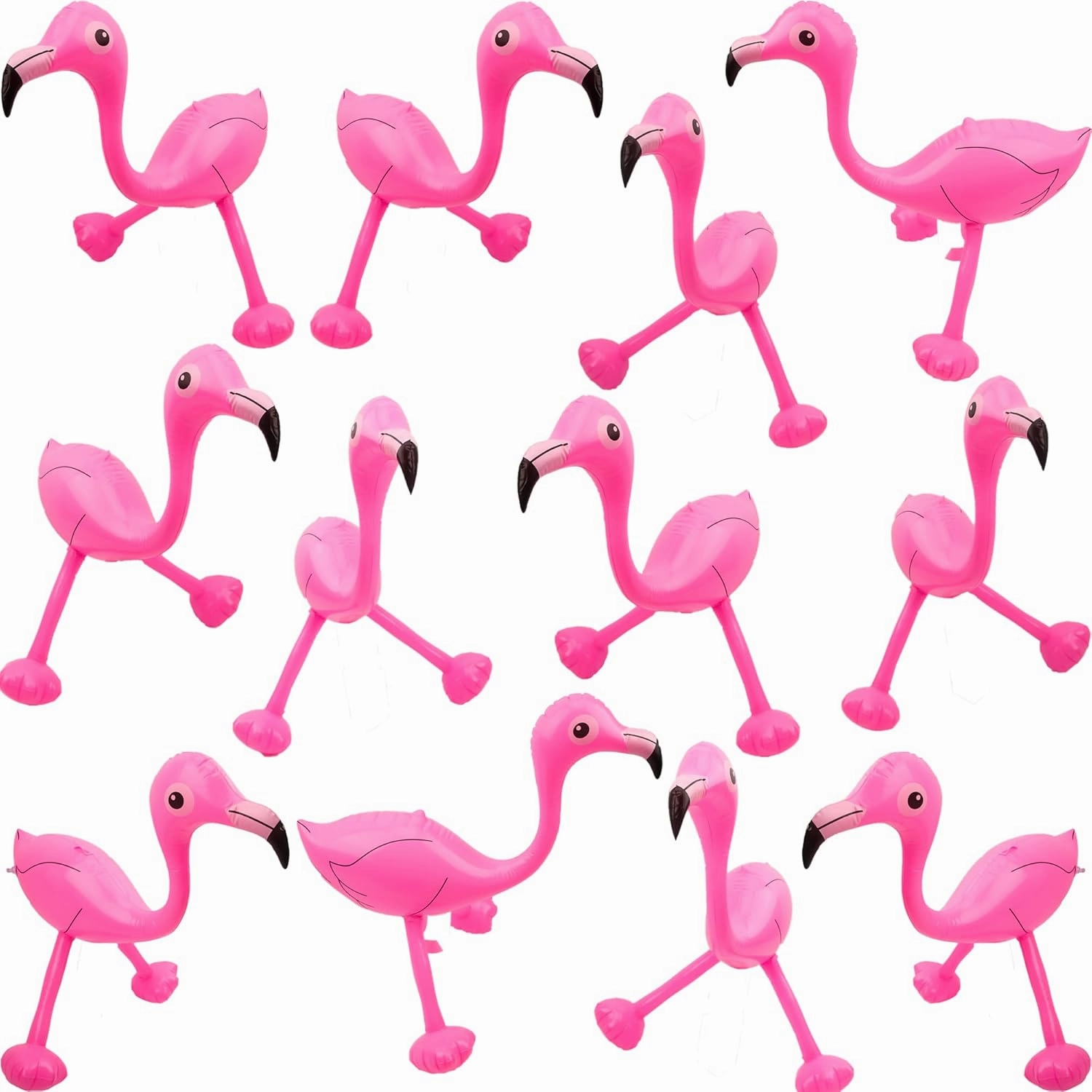 12 Pack Inflatable Pink Flamingo Inflatable Flamingo for Hawaiian Luau Party Summer Swimming Pool Beach Favors