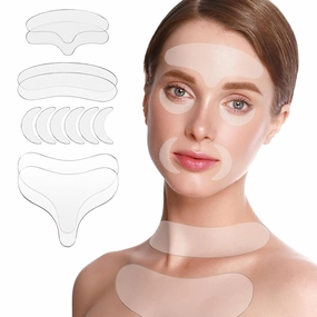 12 Pcs Reusable Silicone Pads for Forehead, Chest & Eye, Anti Wrinkle Patches to Smooth Fine Lines, Chest Wrinkle Pads & Anti Aging Face Silicone Patches for Women