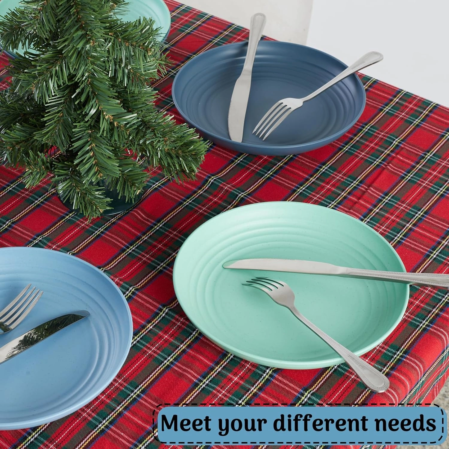 12PCS Unbreakable Dinner Plates, Dishwasher & Microwave Safe Plastic Plates Reusable, Lightweight Wheat Straw Plates for Kitchen (Serenity, 10 IN)