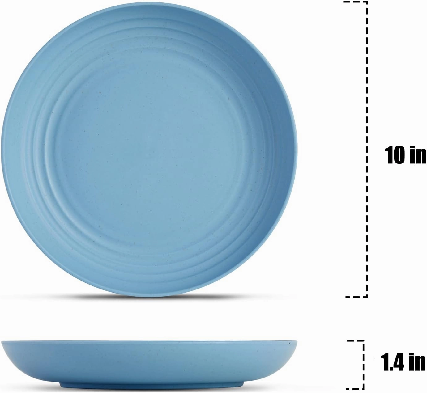 12PCS Unbreakable Dinner Plates, Dishwasher & Microwave Safe Plastic Plates Reusable, Lightweight Wheat Straw Plates for Kitchen (Serenity, 10 IN)