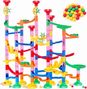 133 Pcs Marble Run, Construction Building Blocks Toys for Kids, Marble Track Race Set, Learning Toy for Boys Girls, Educational Construction Maze Block Toy Set(103Parts 30Marbles)