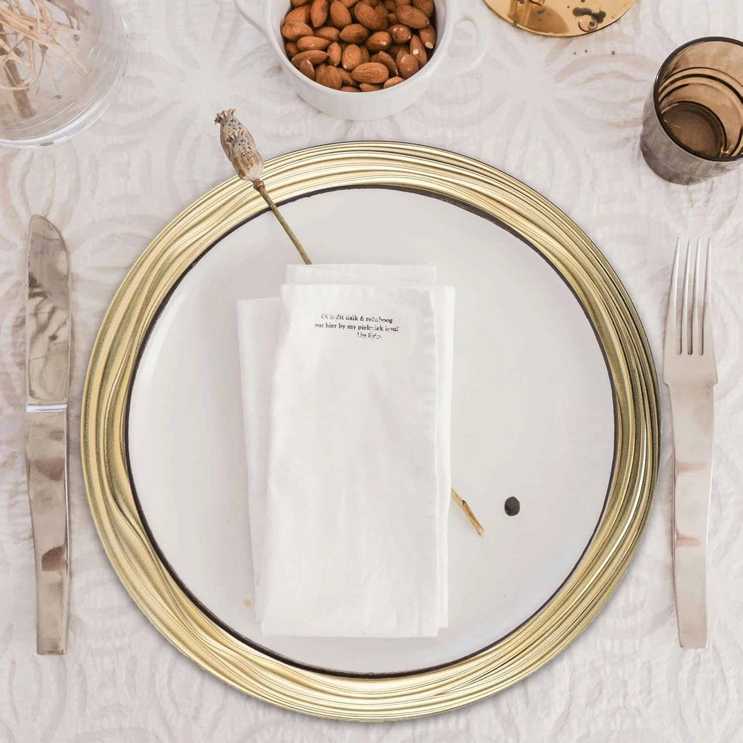 13 Inch Round Charger Plates, Set of 6, Dinner Chargers Bulk Wedding (Gold)
