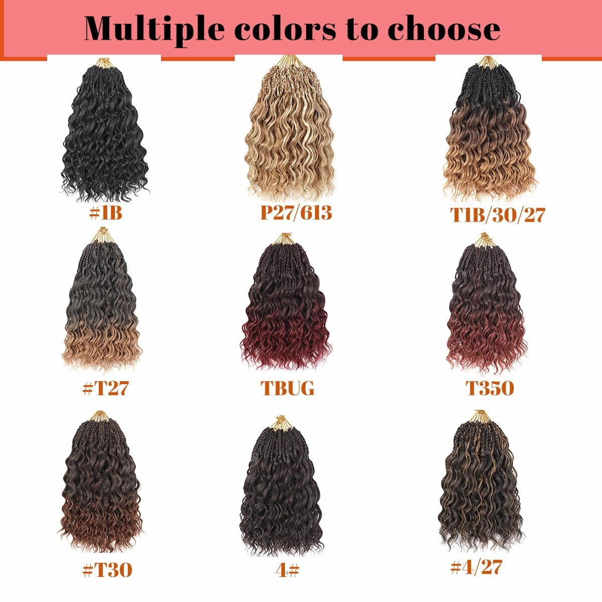 14 Inch Ocean Wave Crochet Hair 8 Packs - Synthetic Pre-Looped Deep Wavy Curly Braiding Hair for Black Women, Boho Style Hair Extensions (14inch,1B/30-8 Packs)
