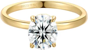 1.5 2 3 Carat Moissanite Rings For Women Oval Moissanite Engagement Ring 18K Gold Plated 925 Sterling Silver Promise Rings for Women