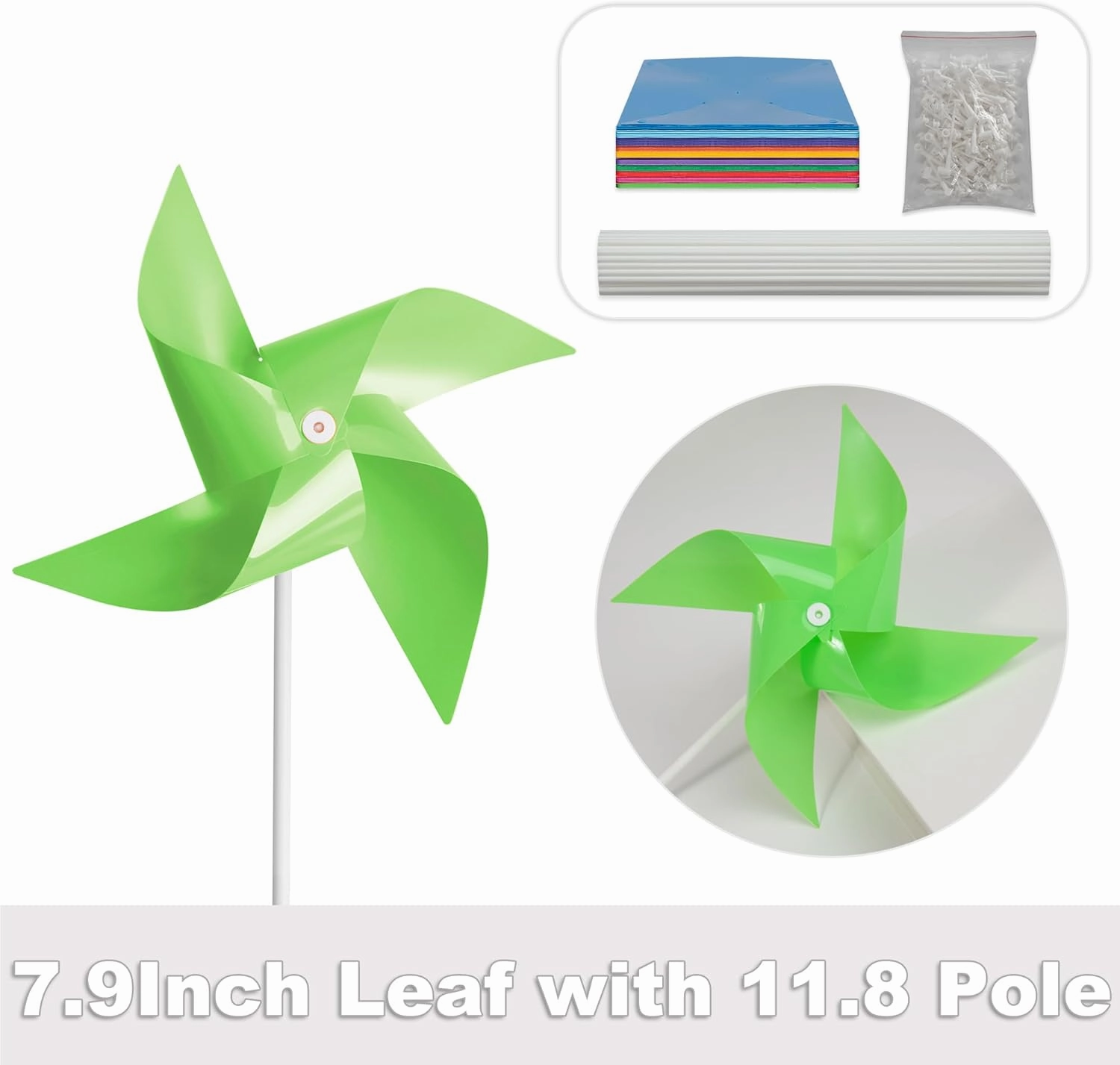 150 Pcs Pinwheels, Toy Wind Spinners and Party Favors Gifts for Kids, Outdoor Decorational Pinwheels for Yard and Garden (Light Green)