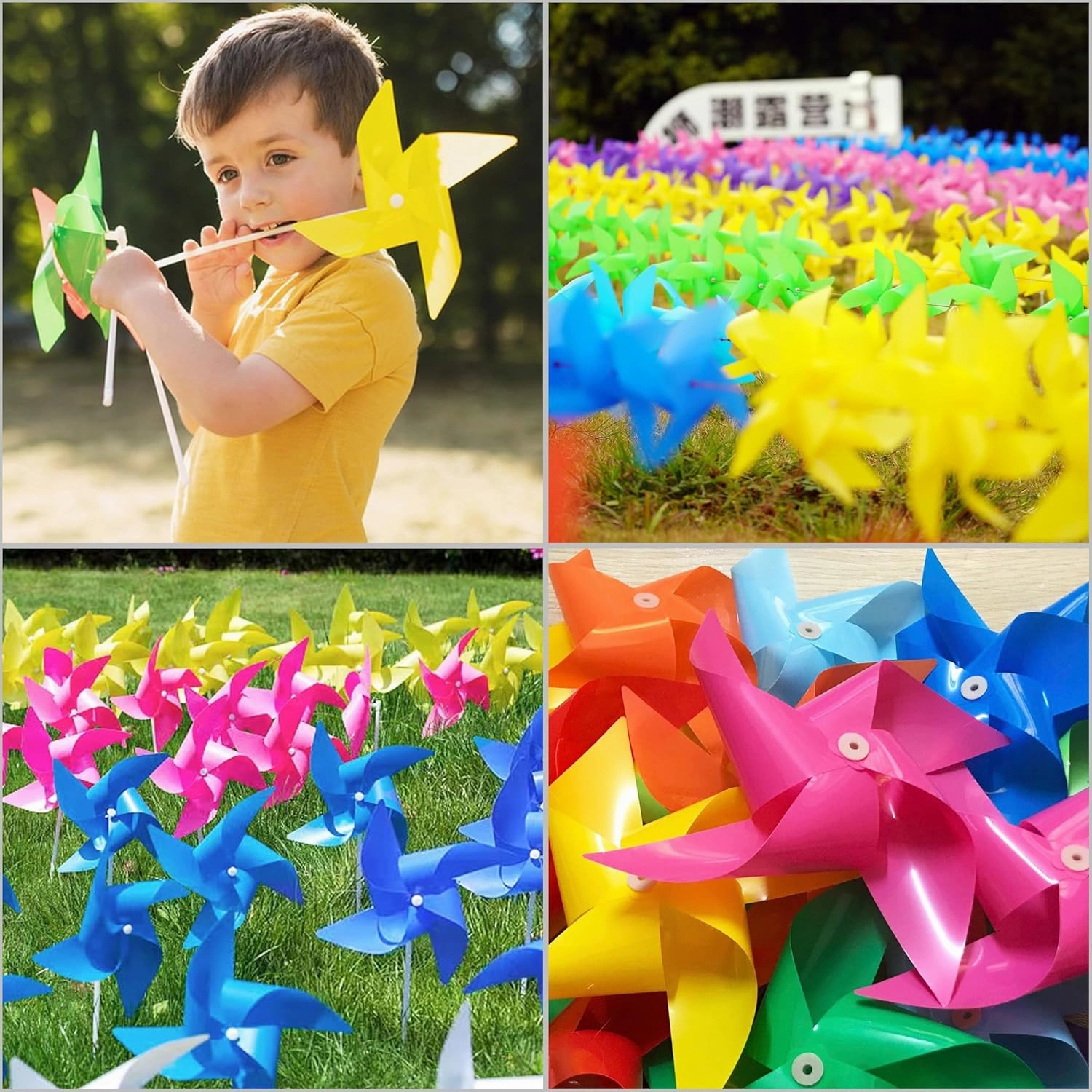 150 Pcs Pinwheels, Toy Wind Spinners and Party Favors Gifts for Kids, Outdoor Decorational Pinwheels for Yard and Garden (Light Green)