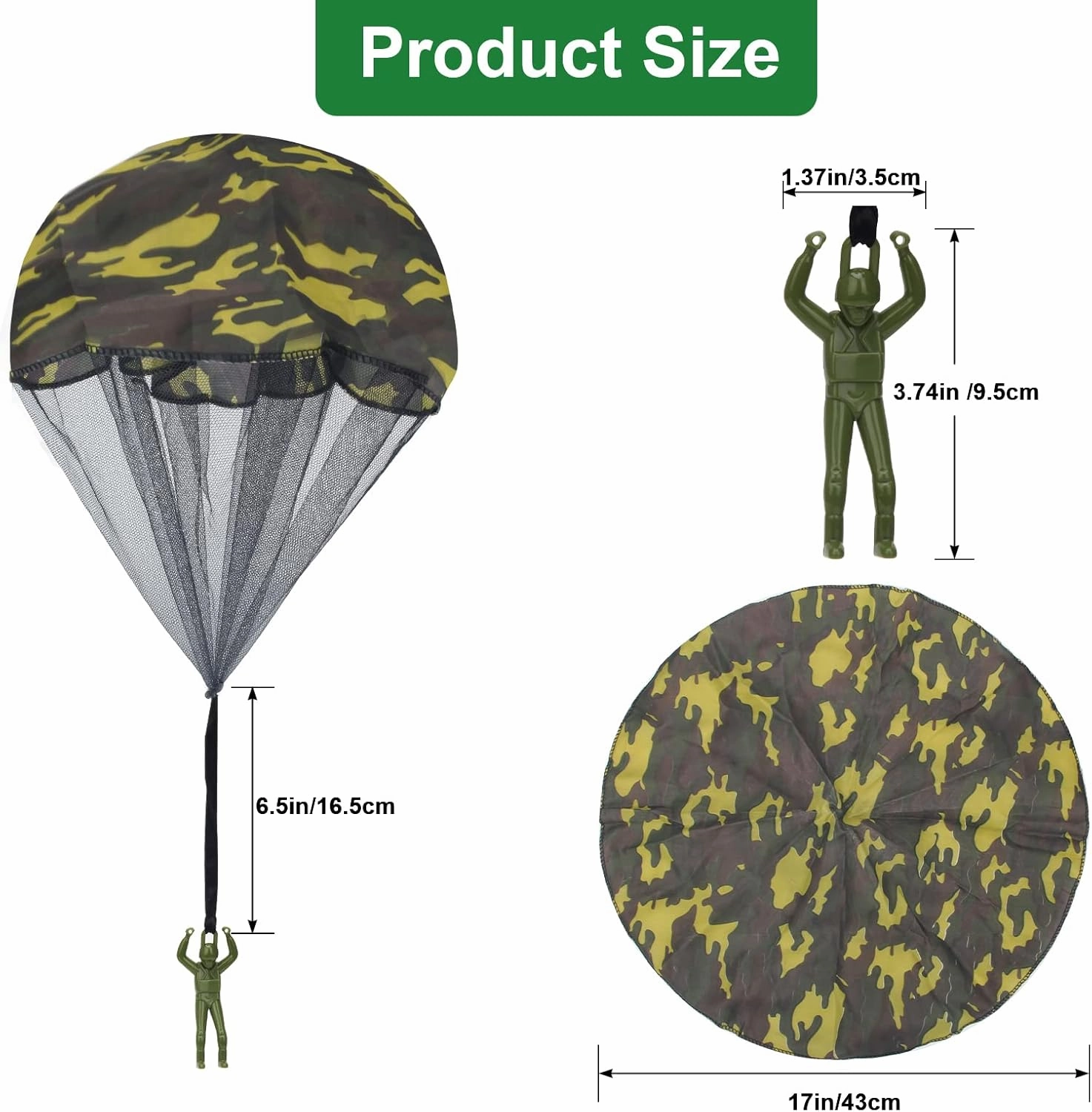15 Pcs Parachute Toy, Camo Parachute Men Toy Tangle Free Throwing Hand Throw Outdoor Flying Gifts Paratrooper Toy No Battery nor Assembly Required