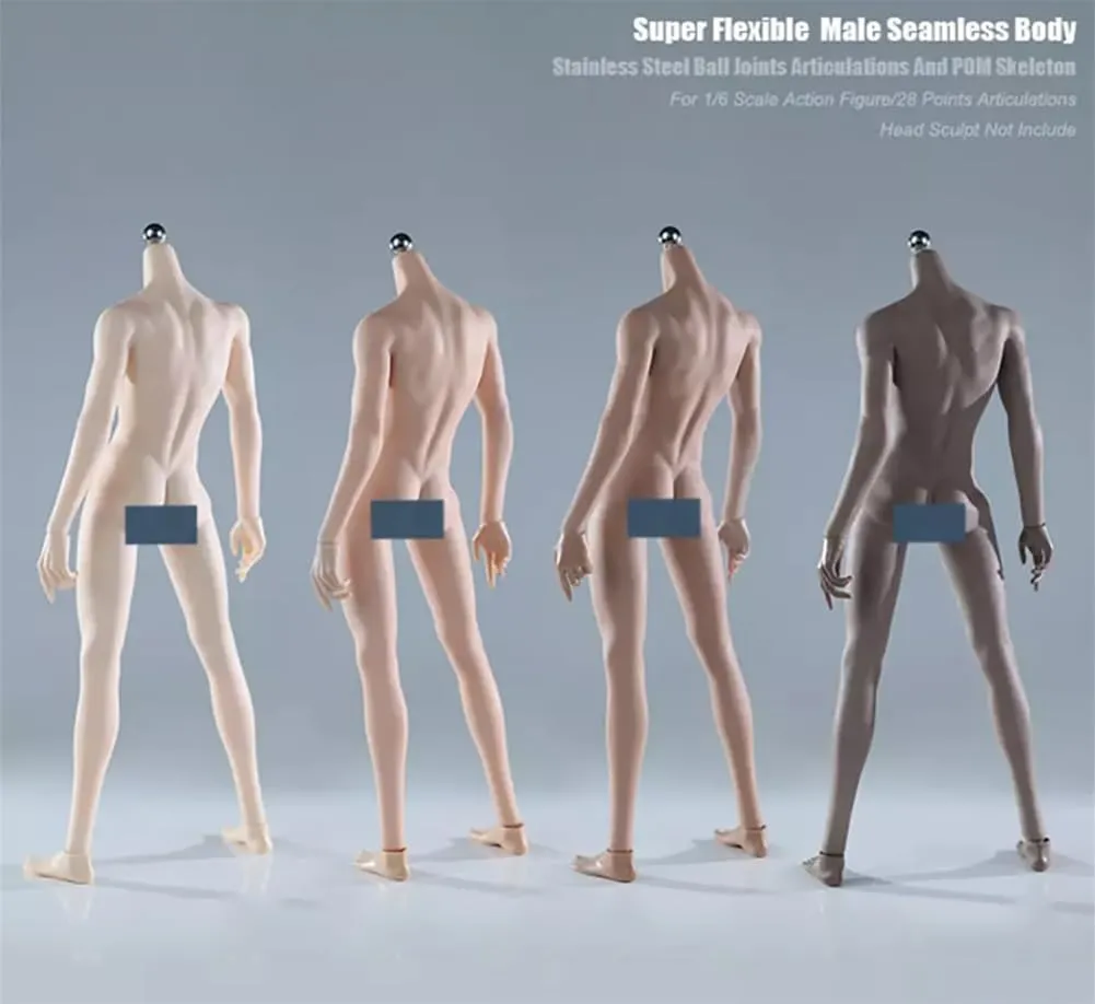 1/6 Scale Male Body 12in JIAOU Doll Black Skin Long Legs Flexible Seamless Action Figure Doll Miniature Figure Body