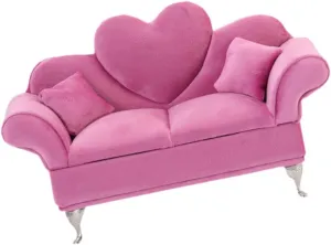1/6 Sofa Couch Jewelry Box Elegant Ornament Miniature Furniture Girls Women Jewelry Box for 12inch Dolls Action Figures Accs, Rose Pink, 24cmx9.5cmx15cm