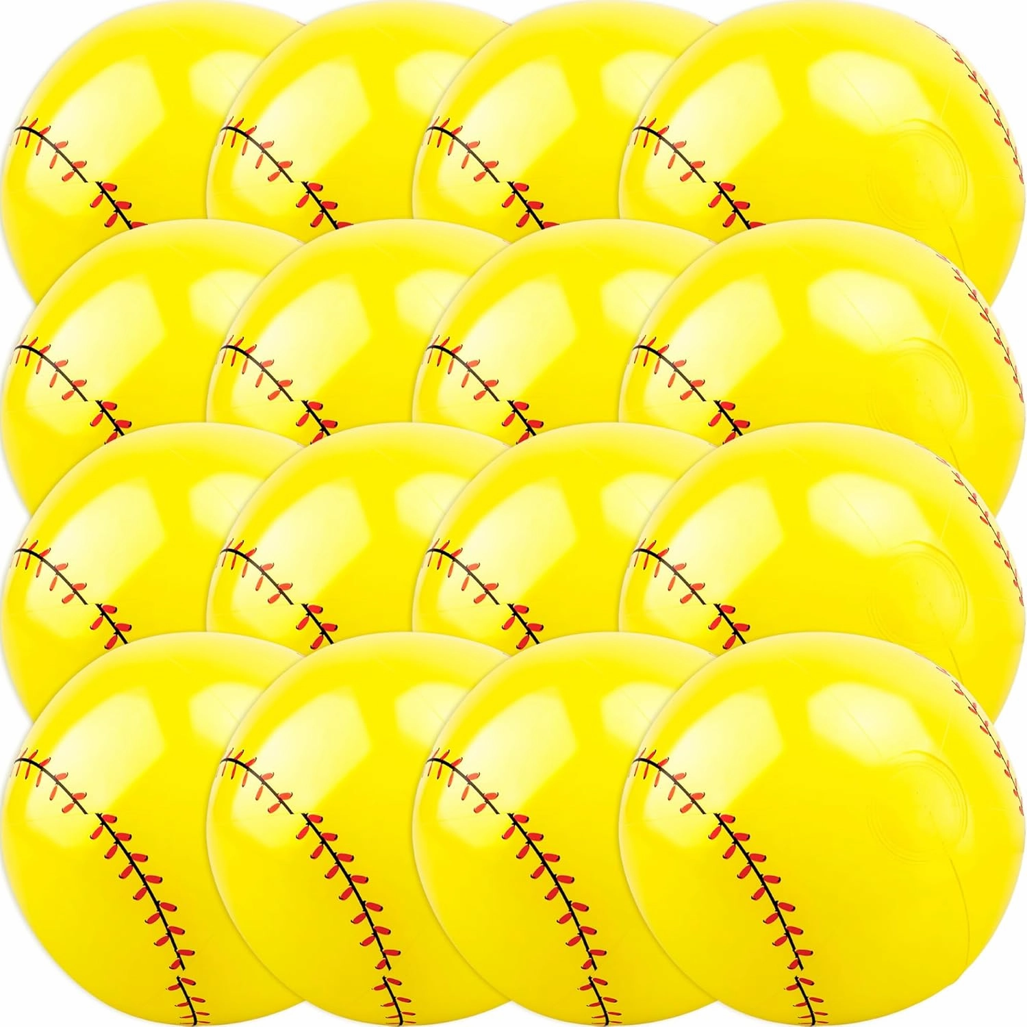 16 Pcs Inflatable Softball Yellow Blow up Baseball Inflatable Sport Beach Ball for Summer Beach Pool Sports Theme Party Supplies Water Activities