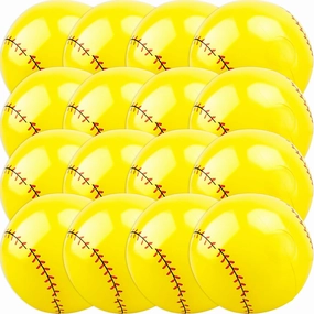 16 Pcs Inflatable Softball Yellow Blow up Baseball Inflatable Sport Beach Ball for Summer Beach Pool Sports Theme Party Supplies Water Activities