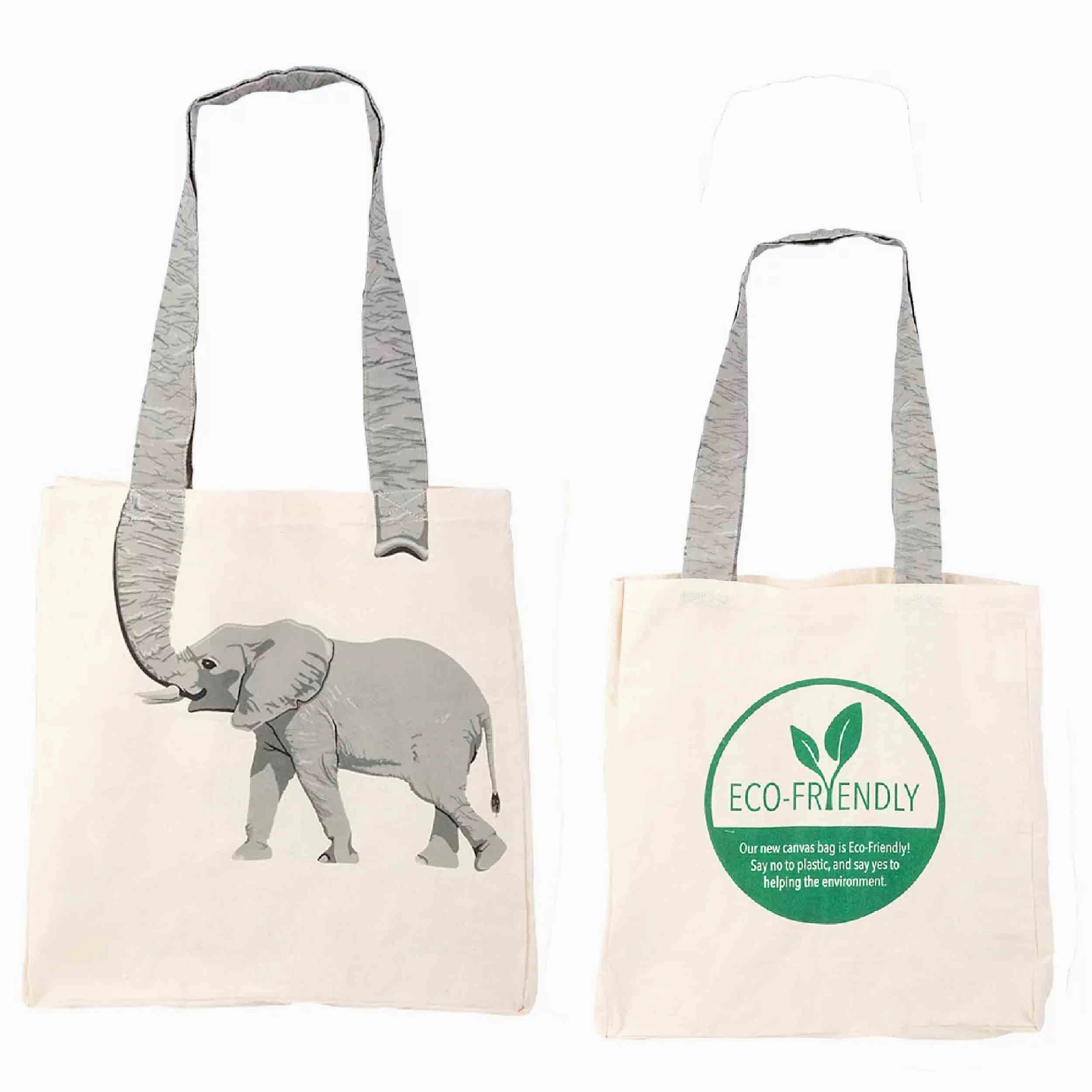 16" Elephant Tail Eco-Friendly Canvas Bag - Reusable Zoo Gift Shop Bag