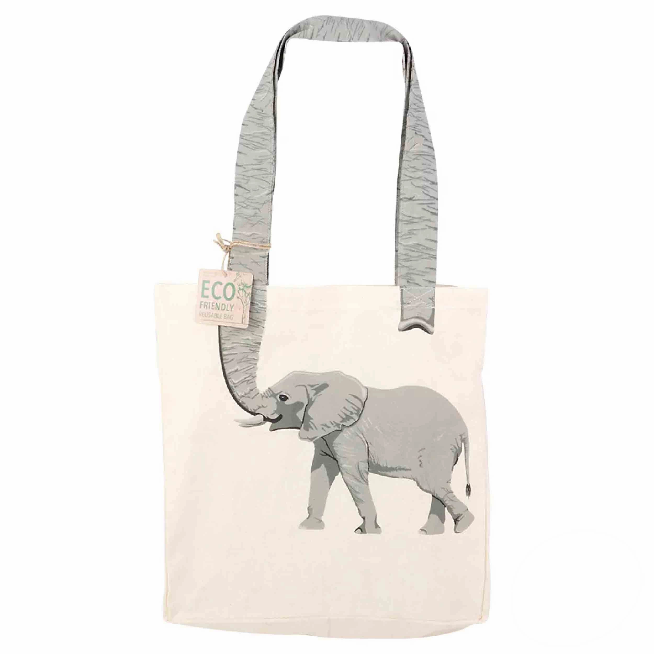 16" Elephant Tail Eco-Friendly Canvas Bag - Reusable Zoo Gift Shop Bag