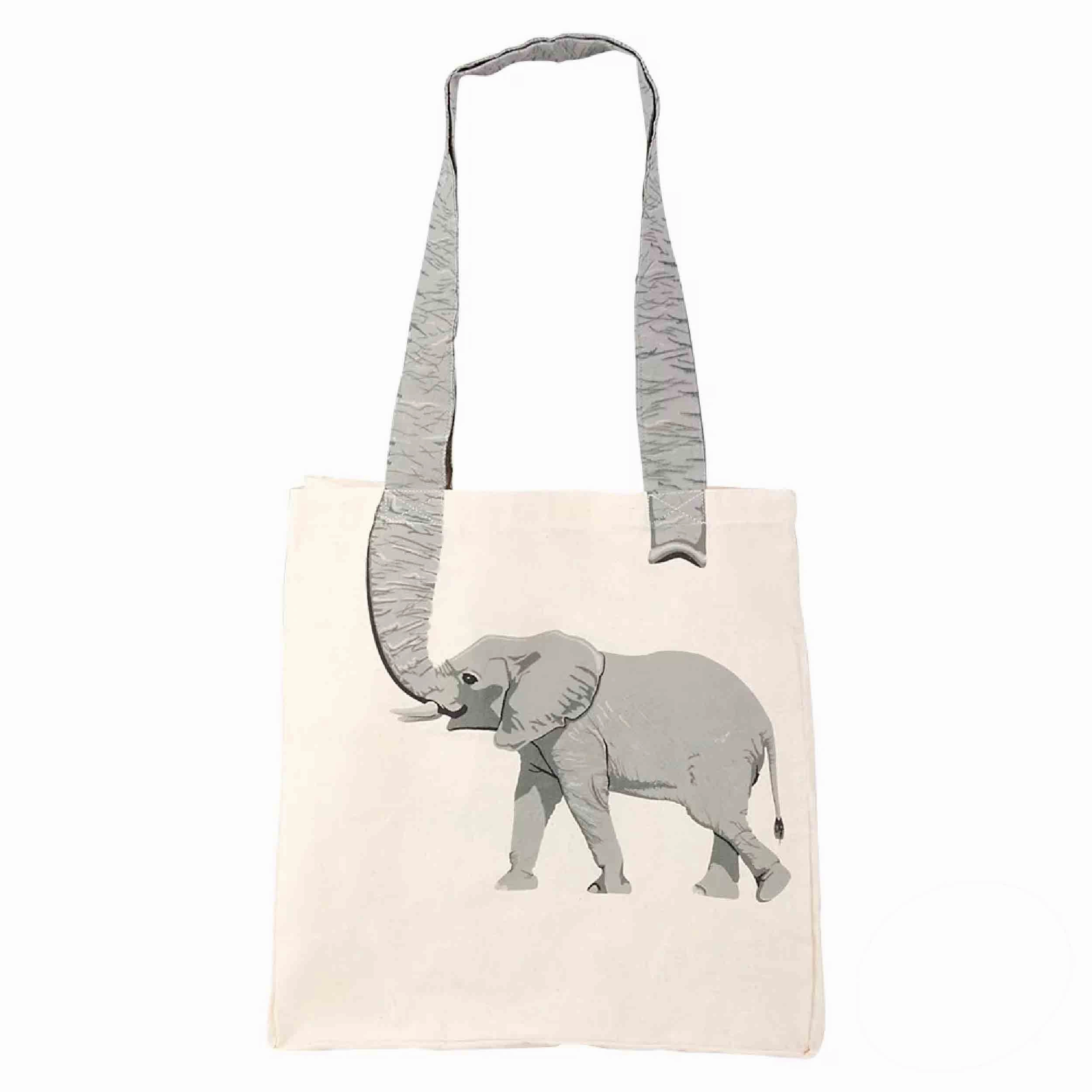 16" Elephant Tail Eco-Friendly Canvas Bag - Reusable Zoo Gift Shop Bag