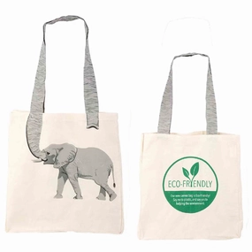 16" Elephant Tail Eco-Friendly Canvas Bag - Reusable Zoo Gift Shop Bag
