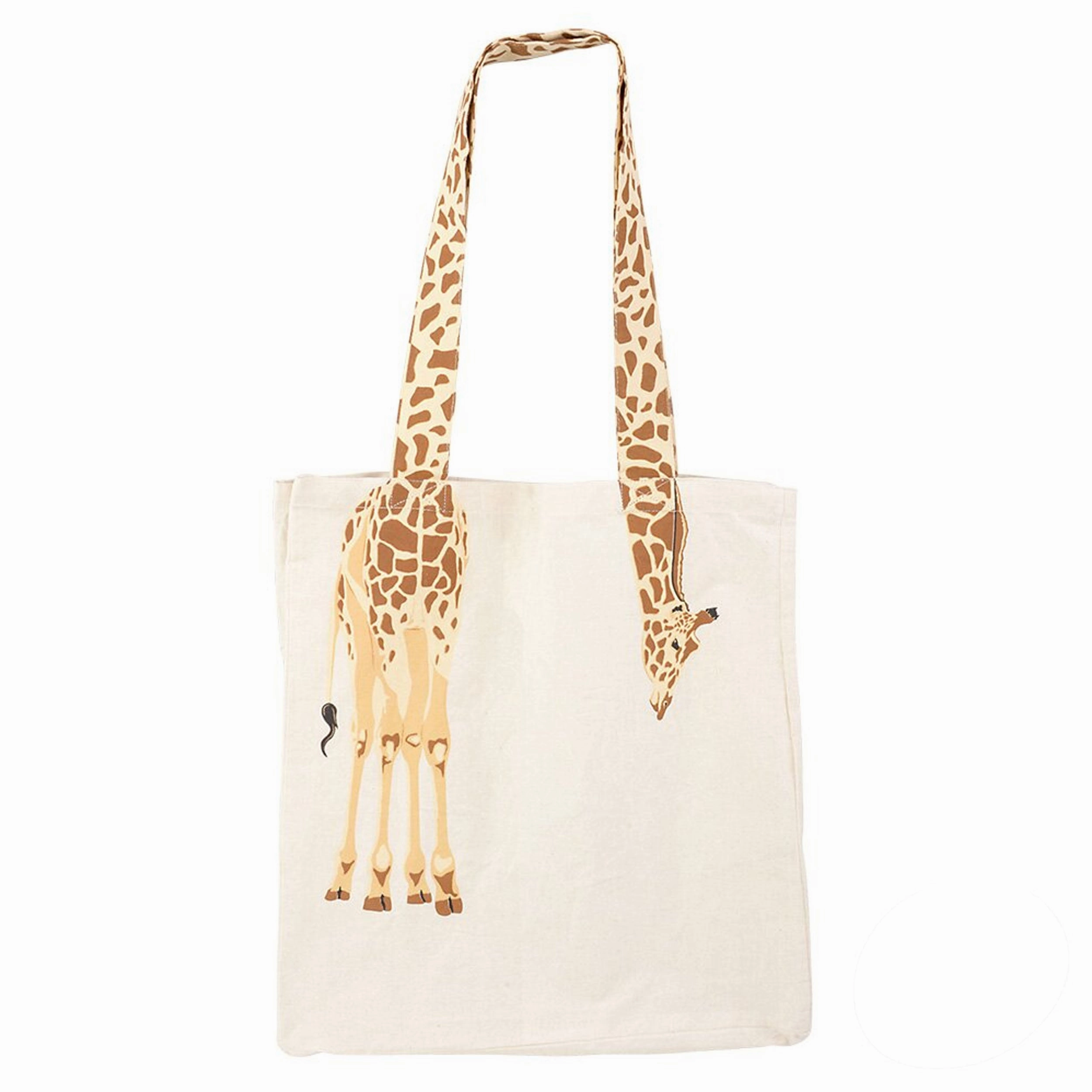 16" Giraffe Tail Eco-Friendly Canvas Bag - Reusable Zoo Gift Shop Bag