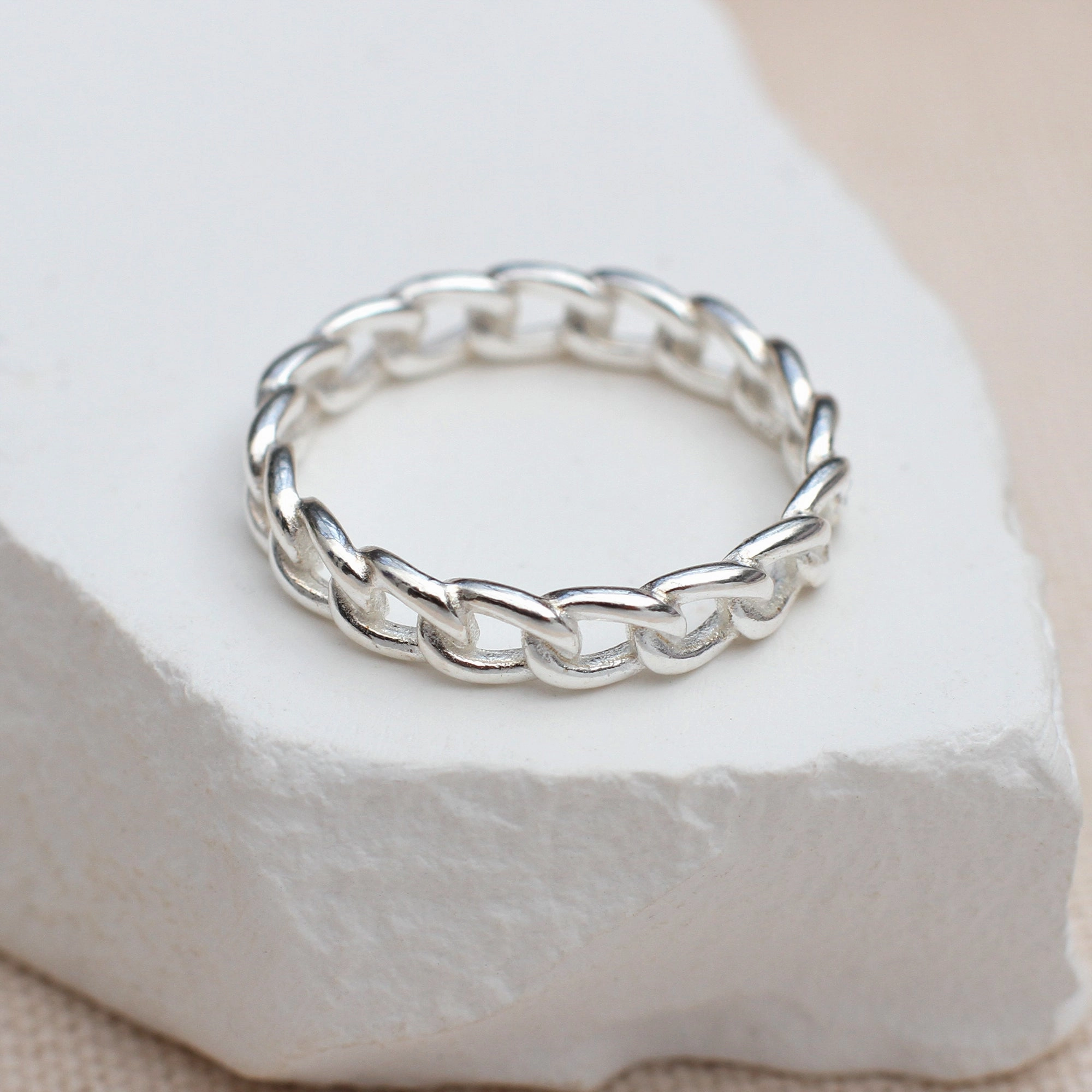 18ct Gold Plated Or Sterling Silver Chain Ring