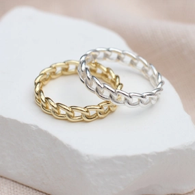 18ct Gold Plated Or Sterling Silver Chain Ring