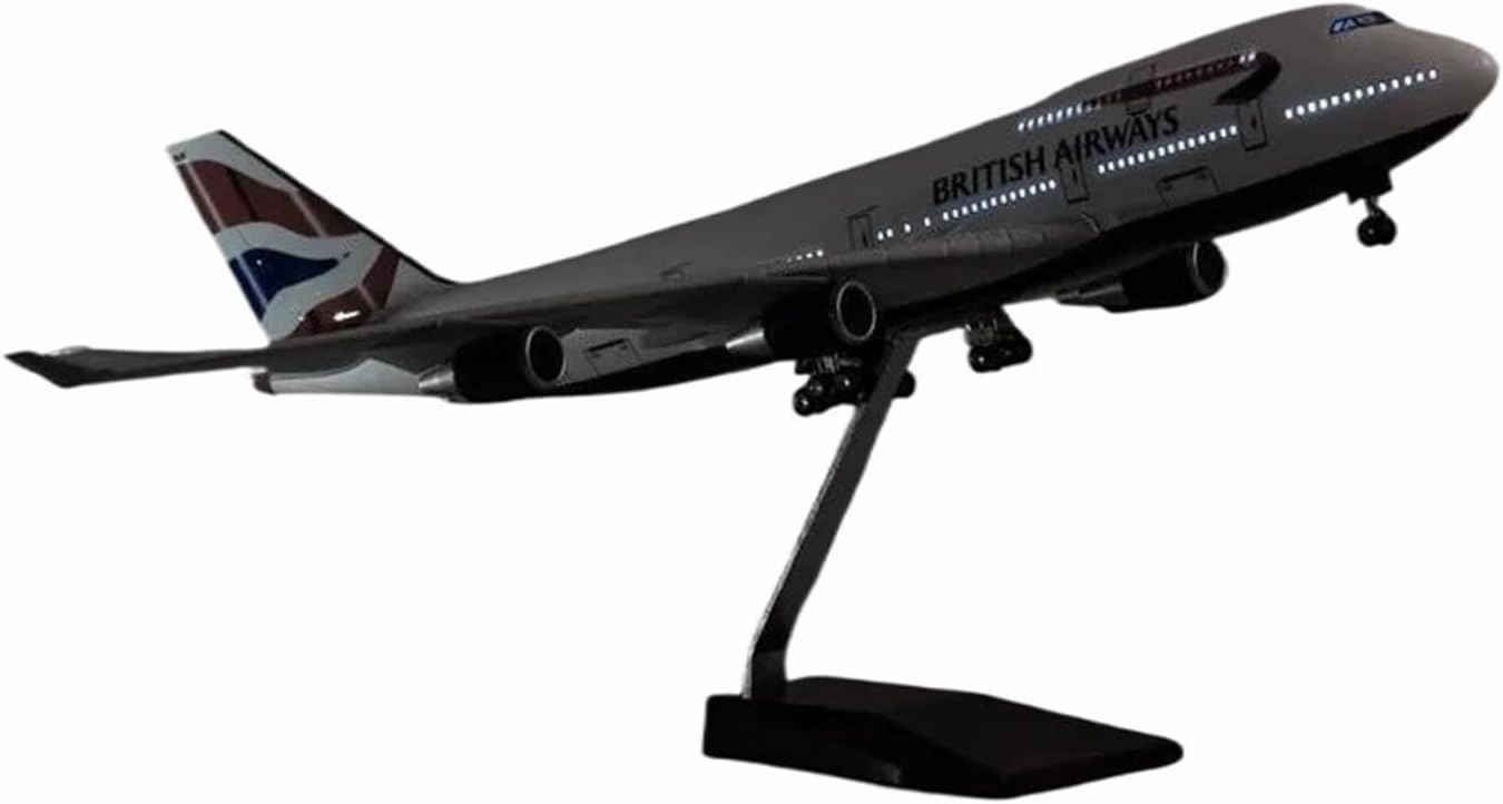 1 160 for British Airline Airbus A380 with Light and Wheel Diecast Resin Aircraft Collection Display Toy Miniatures Set(with Light)