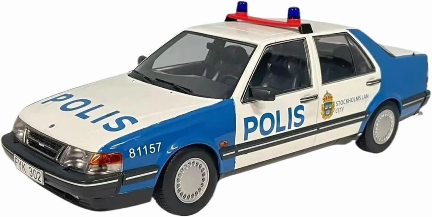 1:18 for Saab 9000 Cd Police Car Alloy Die-cast Models Collection Souvenir Decoration Mini Simulation Toys