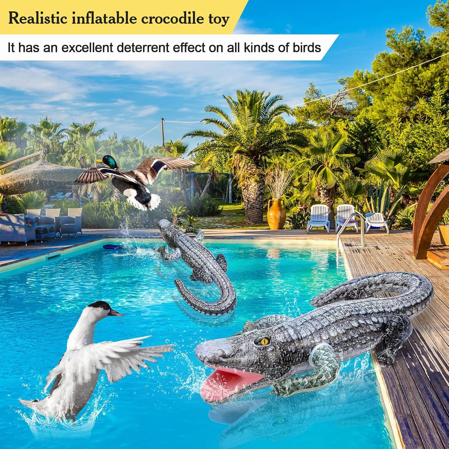 1 Pcs 55" Inflatable Alligator Toys Realistic Blow up Alligator Crocodile Animal Reptile Party Decor Props and Pool Floats Toys Jungle Party Garden Decorations