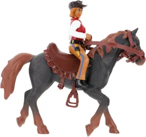 1Set Vivid Horse Model Desktop Decor Creative Imitation Cowboy Knight Figurine with Horse for Early Education and Unique Table Decoration