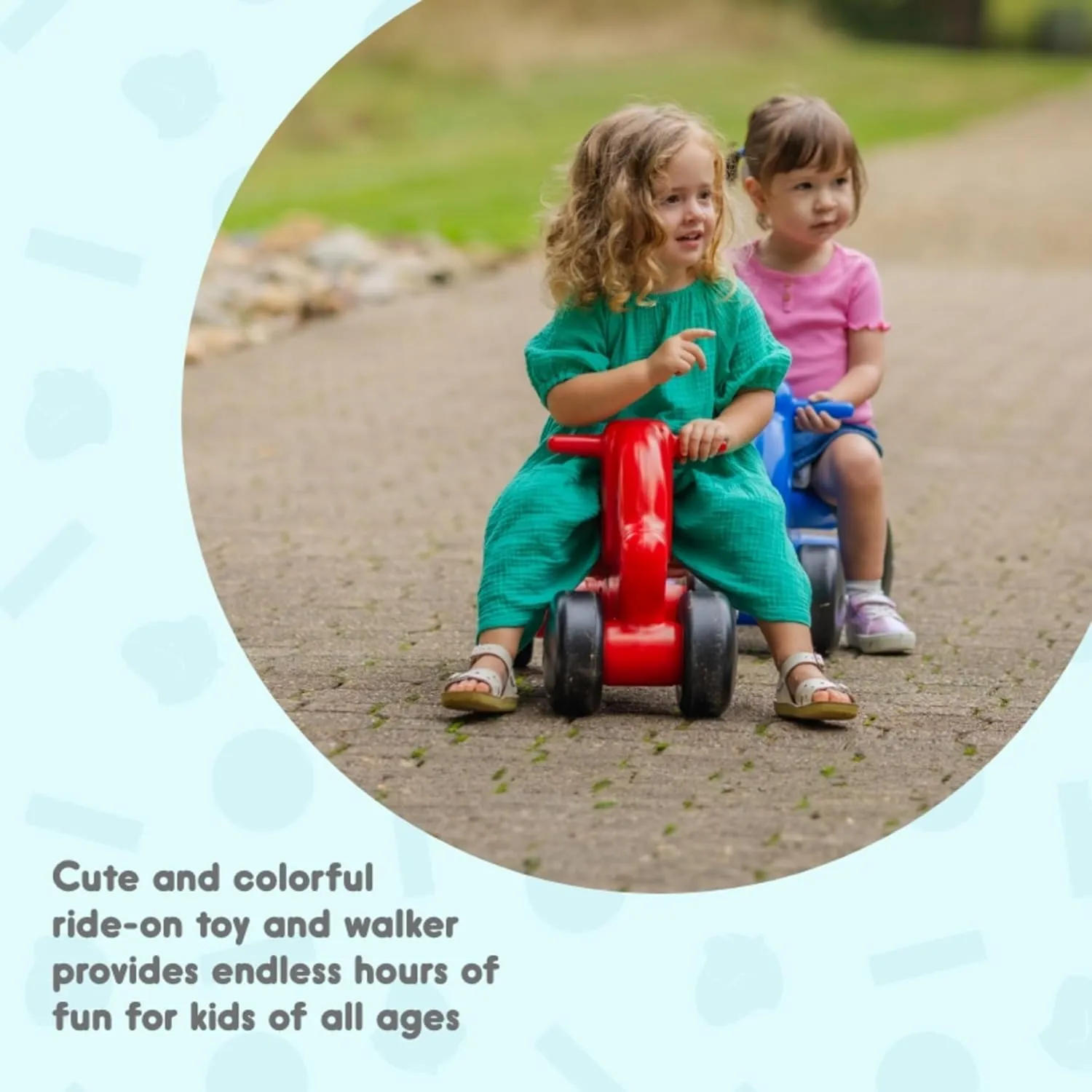 2-in-1 Puppy Push & Ride-on Toy, Indoor & Outdoor Use, Low Profile Seat, Recommended for Children up to 50lbs, Durable Construction, Made in The USA (Green)