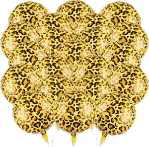 20 Pcs 18 inch Leopard Print Aluminum Foil Balloons Animal Print Balloons Jungle Balloon Wildlife Print Balloon for Zoo Themed Jungle Safari Themed Birthday Decorations (Leopard Print)