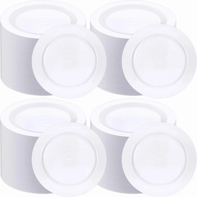 200 Pieces Disposable Plates Plastic Plates with Rim Hard Plastic Appetizer Salad Dessert Plates 7.5 Inch Heavy Duty Plates for Dinner Wedding Party Supplies(White)