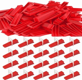200PCS TMKOOL Tile Leveling System 1/8" 100pcs Tile Spacers Clips With 100pcs Reusable Wedges Tile Tools Set for Professional Ceramic Stone Installation (Wedges  Clips 1/8")