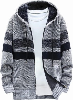2024 Fashion Knitwear for Men's Sweater Coat Retro Lapel Button Plus Size Cable Knited Cardigan Henley Sweater