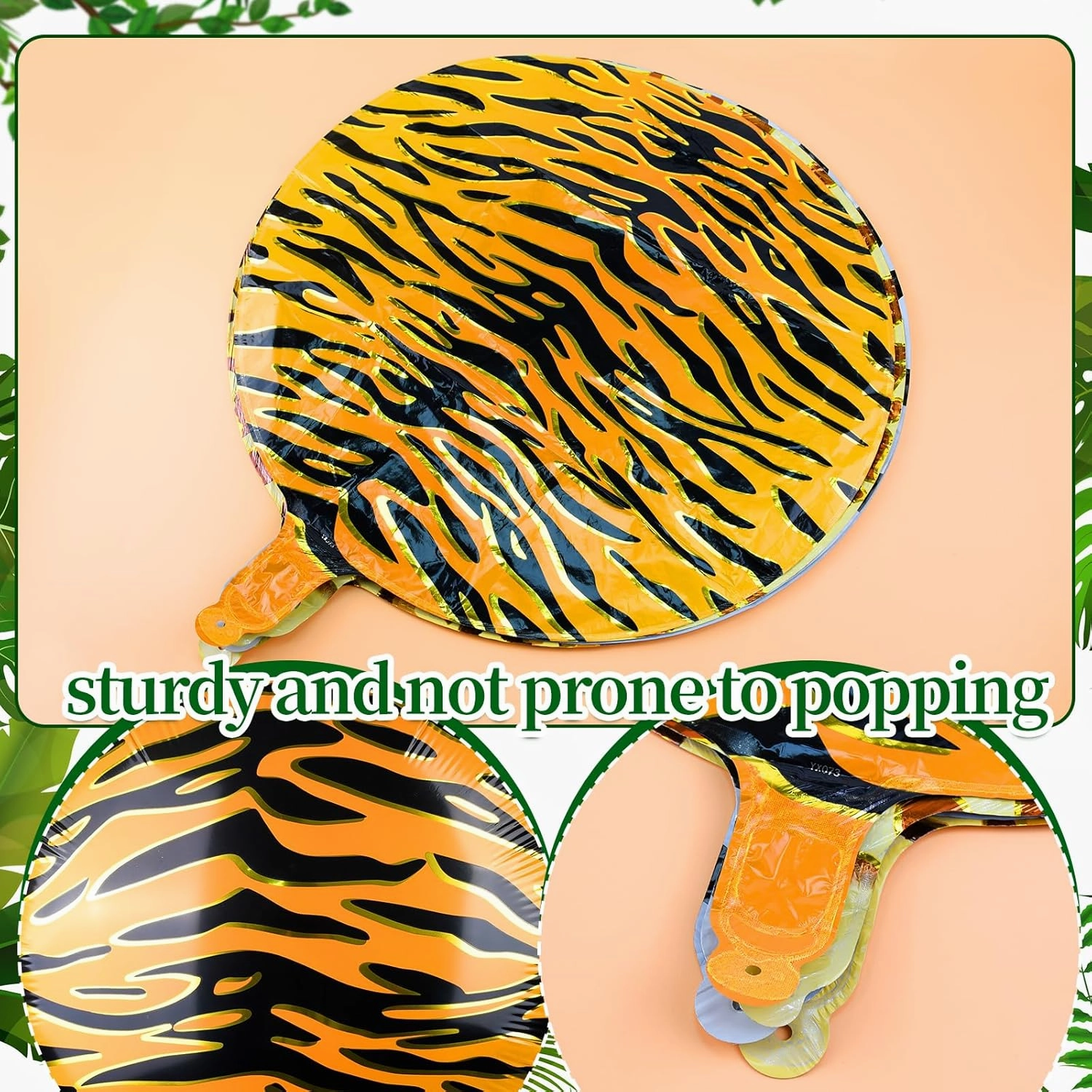 20 Pcs 18 inch Tiger Print Aluminum Foil Balloons Animal Print Balloons Jungle Balloon Wildlife Print Balloon for Zoo Themed Jungle Safari Themed Birthday Decorations (Tiger Print)