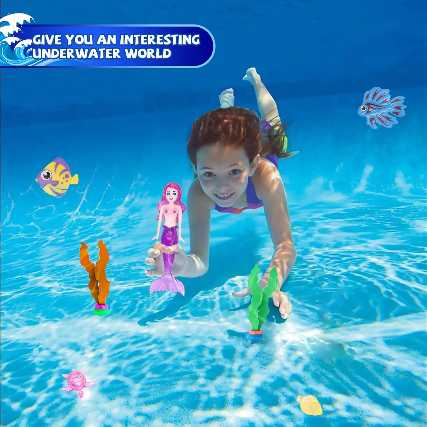 23 Pcs Diving Pool Toys for Kids Ages 3-12 Set with Storage Bag,Pool Games Summer Swim Water Sinking Toys