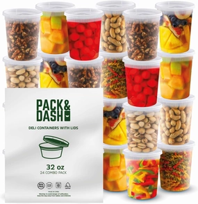 24 Set Deli Container with Lids 32oz - Perfect for Food Prep Containers, Plastic Meal Box, and Meal Prep Kit - Durable and Reusable
