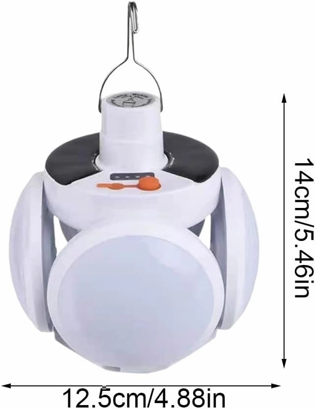 2 in 1 Folding Solar Lamp with Remote Control,USB Rechargeable Foldable LED Lights for Outdoor,Portable Tent Lamp with 5 Light Modes,Tent Light Bulb for Outdoor Hiking Fishing Emergencies Indoor Use