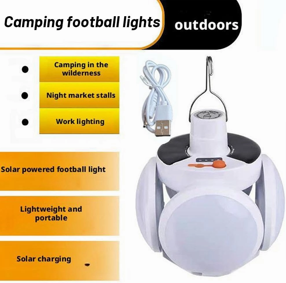 2 in 1 Folding Solar Lamp with Remote Control,USB Rechargeable Foldable LED Lights for Outdoor,Portable Tent Lamp with 5 Light Modes,Tent Light Bulb for Outdoor Hiking Fishing Emergencies Indoor Use