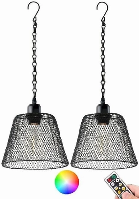 2 Pack Rechargeable Camping Lantern with Remote,Portable Foldable Battery Operated LED Tent Hanging Lamp with Hook,RGB Color Battery Hanging Light for Patio Garden Party Hiking Hurricane Emergency