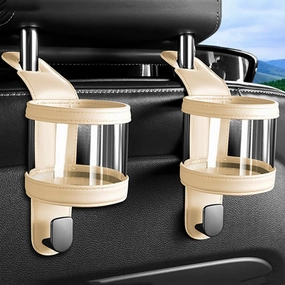 2 Pcs Car Cup Holder for Chevrolet Chairman Statesman Veritas Rezzo, Car Back Seat Cup Holder Headrest Hanging Mount Drink Water Bottle Storage Holders with Hooks,D Beige